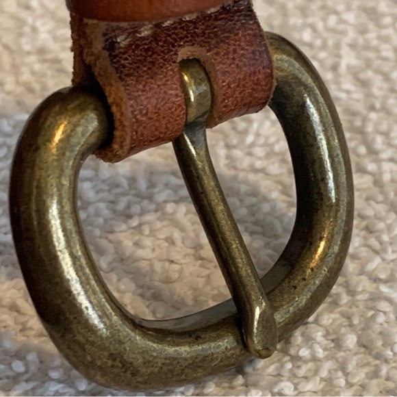 Women’s Genuine Leather Skinny Boho Belt Brass Dot Detail Buckle Small 36” - Picture 5 of 12